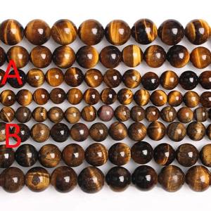 ลูกปัดกลมตาเสือสีน้ำตาลธรรมชาติ |   อัญมณีเกรดพรีเมียมสำหรับทำเครื่องประดับ (15 นิ้ว) - Product Image 4