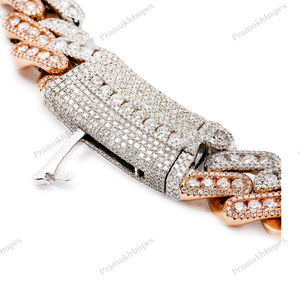 สร้อยคอแบบ Cuban Link ขนาด 22 มม. 22 นิ้ว สองสี ประดับเพชร VVS Moissanite ชุบทอง สไตล์ฮิปฮอป เงินแท้ ขายส่ง - Product Image 2