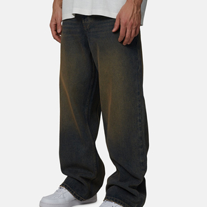 Men's Straight Leg Stonewashed Denim Jeans Midweight Cotton Casual Loose Fit Autumn Wear - Product Image 3