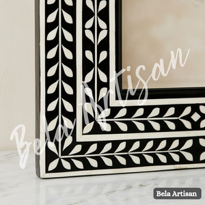 Espejo Decorativo Rectangular con Incrustaciones de Hueso Hechas a Mano, Diseño Floral en Blanco y Negro, para Decoración de Hogar de Lujo, Regalo de Cumpleaños - Product Image 3