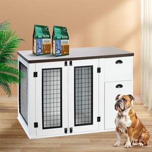 Jaula de madera para perros con puerta de doble rejilla y 2 cajones, mueble y casa para mascotas - Product Image 5