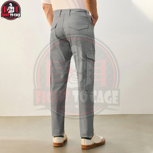 Pantalones Cargo para Hombre, Personalizados al por Mayor, Ligeros, Casuales, de Algodón, con Cintura Elástica Completa y Cordón Ajustable, 6 Bolsillos - Product Image 3