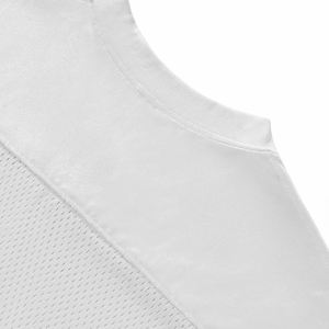 เสื้อยืดคอกว้างลายทางสีสันสไตล์เรโทร แขนสั้น ทรงยุโรปอเมริกัน ผ้าตาข่ายติดเทป น้ำหนัก 250 กรัม ทรงโอเวอร์ไซส์ - Product Image 6