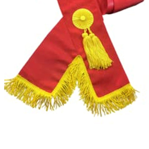 Custom Masonic Regalia Officer Collar Red Satin Gold Fringe Freemason Ceremonial Collar Lodge Collar OEM Wholesale - Product Image 6