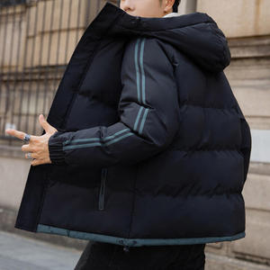 Best Selling High Quality Custom Made Solid Color Men's Puffer Jacket Hooded <b>Winter</b> Outdoor Use - Product Image 2