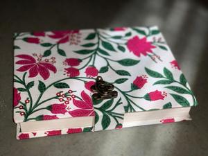 Block Printed Fabric Notebook Handmade Paper <b>Journal</b> Floral Cotton Cover Diary Metal Lock Closure Vintage <b>Writing</b> Book - Product Image 4