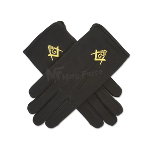 High Quality White Cotton freemason Masonic <b>Gloves</b> Custom Logo Color Three Stitching on hand Outdoor Use cotton <b>gloves</b> - Product Image 4