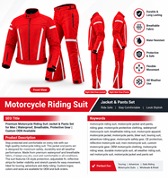 Setelan Jaket dan Celana Berkendara Motor Premium Guruna untuk Pria |   Perlengkapan Pelindung Tahan Air dan Bernapas dari Bahan Poliester/Katun |