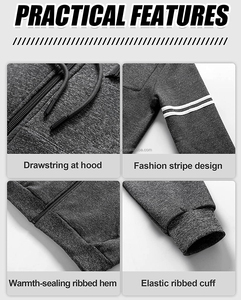 Pull-over de jogging unisexe en polaire douce vierge avec logo personnalisé, sweat à capuche pour hommes, sweat-shirt à capuche de sport zippé lourd - Product Image 6