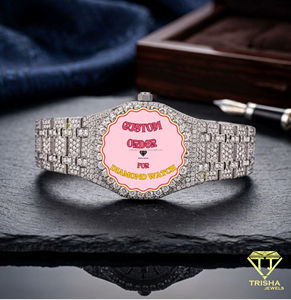 Reloj de pulsera de lujo para hombre, completamente cubierto de diamantes, personalizado con diamantes de moissanita VVS, estilo hip hop, de Trisha Jewels - Product Image 4