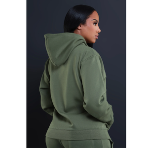 Conjunto de Sudadera con Capucha para Mujer, Verde, Tejido, Manga Larga, Color Sólido, para Otoño, con Chaleco Acolchado y Bolso Tote - Product Image 4