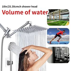 ชุดฝักบัวอาบน้ำแบบสี่เหลี่ยมขนาด 8 นิ้ว/10 นิ้ว พร้อมฝักบัวมือถือแบบสามฟังก์ชั่น แขนปรับระดับได้ทำจากสแตนเลส และสายฝักบัว อุปกรณ์อาบน้ำและฝักบัว - Product Image 3