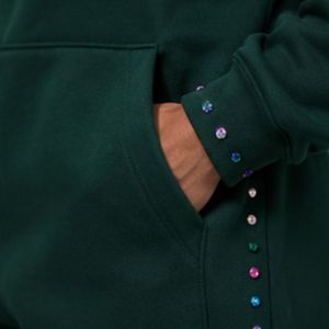 Sweat à capuche vert foncé avec strass pour homme, coupe oversize, en polaire, personnalisable avec logo, streetwear, épais, décontracté, hiver - Product Image 5