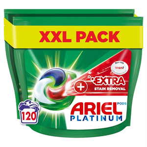 Cápsulas/Tabletas de Detergente para Ropa Ariel Extra Stain Removal, Todo en Uno, Platinum PODS, 120 Lavados (60 x 2) para Ariel - Product Image 6