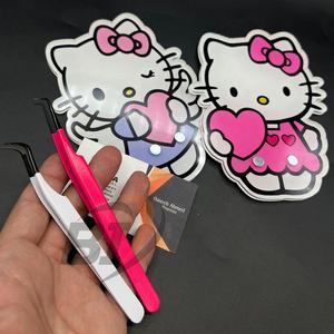 Pinzas de pestañas de 90 grados curvas de marca personalizadas de alta calidad Pinzas de extensión de pestañas de acero sostenible Pestañas de fibra puntiagudas - Product Image 2