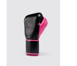 ถุงมือชกมวย Personalized Fly Superloop Pro X2 สีดำชมพู หนังวัวแท้ สำหรับฝึกซ้อมซานด้า สายรัดข้อมือปรับได้แบบตะขอเกี่ยว - Product Image 4