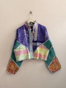 Indian Handmade Vintage Kantha Winter <b>Jacket</b>-Breathable Quilted Patchwork Boho <b>Hippie</b> Coat with Horn Buttons - Product Image 5