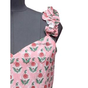 Vestido Largo sin Mangas con Estampado Floral, Corte en A, 100% Algodón Puro, Elegante, Formal, Casual, Veraniego, Transpirable - Product Image 5