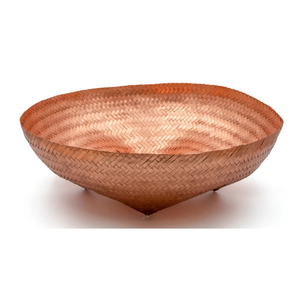 Panier en cuivre tissé à la main, panier de rangement décoratif en métal pour fruits, collations, organisateur de table, décoration artisanale pour la maison et la cuisine - Product Image 1