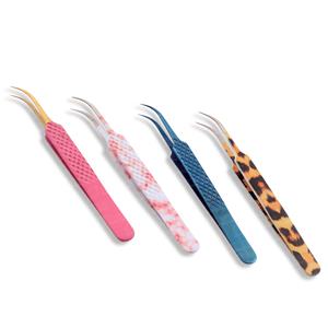 Pinzas de extensión de pestañas de Punta curva de agarre de diamante de alta precisión, herramienta de Accesorios de belleza con logotipo personalizado ligero - Product Image 2