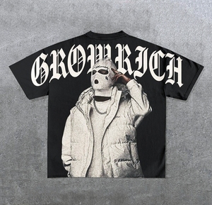 Camiseta de hombre con logo personalizado, corte holgado, 100% algodón, 280 g/m², cuello redondo acanalado, hombros caídos, estilo streetwear, tallas grandes. - Product Image 4