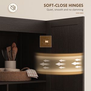 Armadio dispensa da cucina in MDF marrone scuro e alluminio, stile rustico, alto 180 cm, con cerniere soft-close e ripiani regolabili - Product Image 6