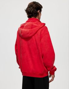 Direct Factory OEM 100% Cotton Men's Oversized Quarter Zip Hoodie Sweatshirt Half Zipper 380 GSM Heavyweight Fleece Acid Washed - Product Image 4