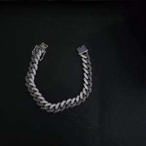 สร้อยข้อมือเงินแท้ 925 ประดับเพชรทรงกลมเจียระไนแบบไมโครเพฟ สไตล์ฮิปฮอป สำหรับผู้ชาย เหมาะสำหรับใส่ทุกวัน - Product Image 1