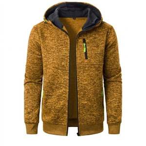 Sudadera con capucha de invierno para hombre, con cremallera, de felpa, holgada, con logo personalizado, lisa, estilo urbano, al por mayor - Product Image 6