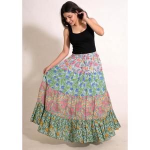 Cotton Patchwork <b>Full</b> Length <b>Skirt</b> Handmade Bohemian <b>Maxi</b> <b>Skirt</b> Travel & Resort Wear - Product Image 2