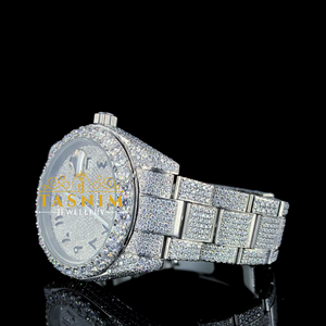 Montre sport pour homme en diamant VVS, verre arabe, plaqué or blanc, acier inoxydable, mouvement ETA, quartz tendance, pièce de monnaie, affaires - Product Image 2