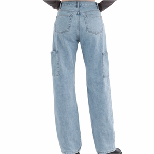 Jeans de Mezclilla Rectos y Holgados para Mujer, Cintura Media, Elásticos, Cómodos, Ecológicos, Transpirables, Estilo Urbano - Product Image 2