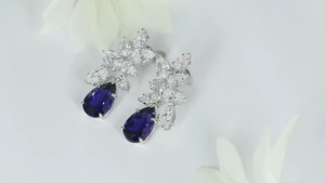 Pendientes de lujo con diamantes azules talla pera, oro blanco y diamantes cultivados en laboratorio para mujer, joyería de boda - Product Image 6