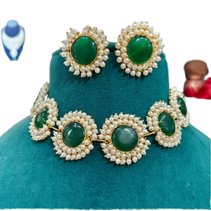 Tendance tour de cou AD laiton collier pendentif ensemble avec perle brin chaîne Style éthéré pour les femmes mariage et fête porter - Product Image 1