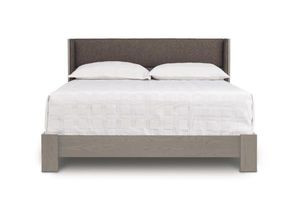 Modern Upholstered Wingback <b>Bed</b> <b>Frame</b> Solid Wood Weathered Grey Oak Finish Hotel Bedroom Furniture - Product Image 2