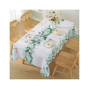 Cómodo 70x90 pulgadas GOTS certificado ecológico lavable a máquina gran Cactus Floral medio blanco bordado mantel - Product Image 3