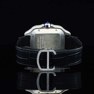 Reloj de Pulsera de Cuero con Esfera Cuadrada de 18 mm, Cristal, Mecánico Totalmente Automático, Estilo Hip Hop con Diamantes, para Unisex - Product Image 3