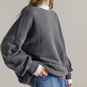 เสื้อสเวตเตอร์ไหมพรมคอตตอนสีขาวทรงโอเวอร์ไซส์ แขนยาว คอเต่า ทรงหลวม ตะเข็บกลับด้าน สไตล์ฤดูใบไม้ร่วงสำหรับผู้หญิง ขายดี - Product Image 5