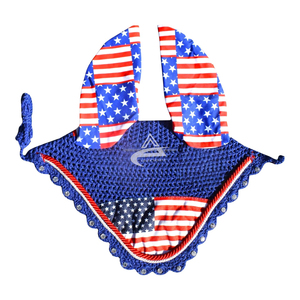 All-purpose USA Flag Saddle Pad or Numah Matching Set Medicine Boots Pair with Ear net <b>Bonnets</b> USA Saddle Pad - Product Image 3