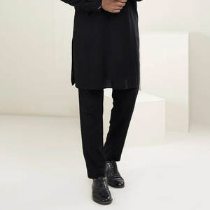 Traje Afgano para Hombre 2026 a Precio Económico, con Bordado Minimalista en el Cuello, Conjunto Tradicional Islámico Shalwar Kameez para Usar en Verano, Bandhgala - Product Image 4