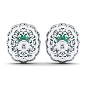 REYES Pendientes de Oro Sólido de 14K de Lujo con Moissanita y Cierre de Rosca, Corte Cojín, Gema Esmeralda de 10Ct, Joyería Fina para Mujer - Product Image 3