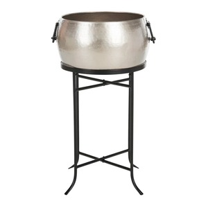 Estación de hielo de gran capacidad para exteriores, elegante bañera redonda plateada para fiestas. - Product Image 1