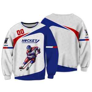 Camiseta de Hockey sobre Hielo Personalizada con Estampado Sublimado, Cuello Redondo, Manga Larga, Unisex, para Adultos, Transpirable, de Poliéster, Ropa Deportiva - Product Image 3