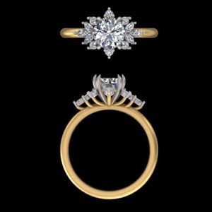 Bague de fiançailles exquise en diamant de laboratoire de 1,45 carat, or massif 14k 18k, plaqué or, certifiée IGI, alliance de mariage à halo floral - Product Image 1