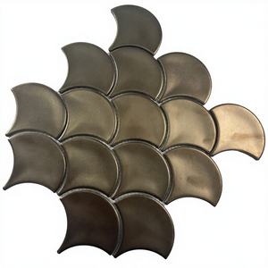 New Design European Wave Texture Grey Marble Mosaic Interior Wall <b>Backsplash</b> Navy Blue Metal Mosaic <b>Tile</b> - Product Image 5