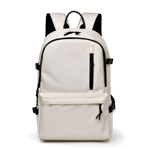 Mochila para Portátil de Gran Capacidad, Impermeable, de PU, con Puerto de Carga USB, para Hombre y Mujer, para la Escuela, Viajes, Color Blanco - Product Image 2