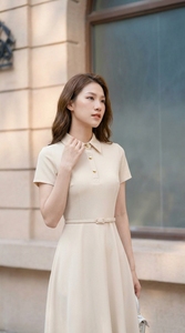 Conjunto de Vestido Elegante para Oficina para Mujer, Precio al por Mayor, Vestido Midi Premium 100% Algodón, Transpirable, Color Sólido, Estilo Casual de Negocios - Product Image 3