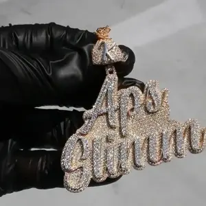 Colgante con nombre personalizado VVS1 Moissanite, estilo hip hop, con letras personalizadas, collar con nombre brillante para hombres y mujeres, regalo de joyería. - Product Image 4