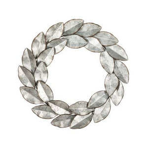 Contemporary Silver Leaf Wall <b>Wreath</b> with Modern Metal Craftsmanship for Luxury Entryway Decoration - Product Image 5