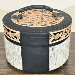Western Cowhide Jewelry <b>Box</b> Set Floral Design 2026 Hand Tooled Leather <b>Makeup</b> Organizer Travel Vanity Case Gift Storage <b>Box</b> Set - Product Image 5